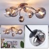 Chehalis ceiling light, globe light 64 cm clear, Smoke-coloured, 6-light sources