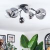 Chehalis ceiling light, globe light 64 cm clear, Smoke-coloured, 6-light sources