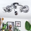 Chehalis ceiling light, globe light 64 cm clear, Smoke-coloured, 6-light sources