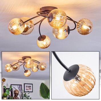 Chehalis ceiling light, globe light 56 cm Amber, 6-light sources