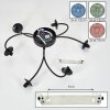 Chehalis ceiling light, globe light 58 cm blue, green, coppery, 6-light sources