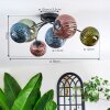 Chehalis ceiling light, globe light 58 cm blue, green, coppery, 6-light sources
