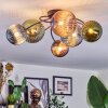 Chehalis ceiling light, globe light 58 cm blue, green, coppery, 6-light sources