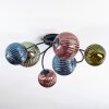 Chehalis ceiling light, globe light 58 cm blue, green, coppery, 6-light sources