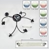 Chehalis ceiling light, globe light 58 cm blue, green, clear, coppery, 6-light sources