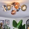 Chehalis ceiling light, globe light 64 cm blue, green, clear, coppery, 6-light sources