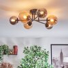Chehalis ceiling light, globe light 55 cm Amber, Smoke-coloured, 6-light sources