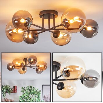 Chehalis ceiling light, globe light 20 cm Amber, Smoke-coloured, 6-light sources