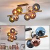 Gastor ceiling light, globe light gold, black, 8-light sources