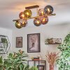 Gastor ceiling light, globe light gold, black, 8-light sources