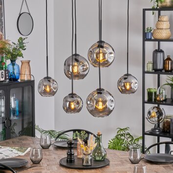 Ripoll hanging light, globe light, pendant light Smoke-coloured, 6-light sources