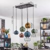Ripoll hanging light, globe light, pendant light blue, gold, green, coppery, 6-light sources