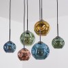 Ripoll hanging light, globe light, pendant light blue, gold, green, coppery, 6-light sources