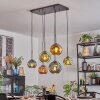 Ripoll hanging light, globe light, pendant light blue, gold, green, coppery, 6-light sources