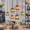 Koyoto hanging light, globe light, pendant light blue, green, coppery, 6-light sources