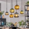 Koyoto hanging light, globe light, pendant light blue, gold, green, 6-light sources