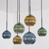Koyoto hanging light, globe light, pendant light blue, gold, green, 6-light sources