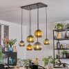 Koyoto hanging light, globe light, pendant light blue, gold, green, 6-light sources