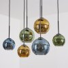 Koyoto hanging light, globe light, pendant light blue, gold, green, 6-light sources