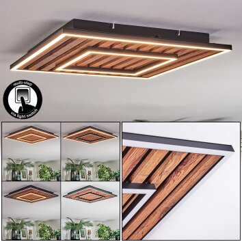 Meron ceiling light LED Wood like finish, black, 1-light source