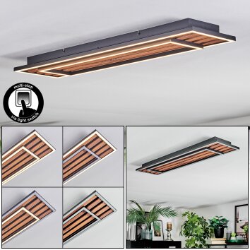 Meron ceiling light LED Wood like finish, black, 1-light source