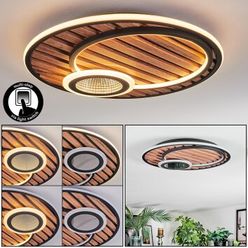 Meron ceiling light LED Wood like finish, black, 1-light source
