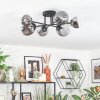 Chehalis ceiling light, globe light clear, Smoke-coloured, 6-light sources