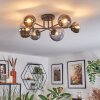 Chehalis ceiling light, globe light clear, Smoke-coloured, 6-light sources