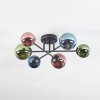 Chehalis ceiling light, globe light blue, green, coppery, 6-light sources