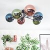 Chehalis ceiling light, globe light blue, green, coppery, 6-light sources
