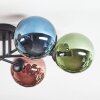 Chehalis ceiling light, globe light blue, green, coppery, 6-light sources