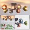 Chehalis ceiling light, globe light blue, green, clear, coppery, 6-light sources