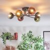 Chehalis ceiling light, globe light blue, green, clear, coppery, 6-light sources
