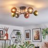 Chehalis ceiling light, globe light blue, green, clear, coppery, 6-light sources
