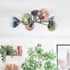 Chehalis ceiling light, globe light blue, green, clear, coppery, 6-light sources