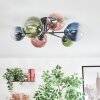 Chehalis ceiling light, globe light blue, green, clear, coppery, 6-light sources