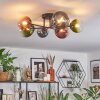 Chehalis ceiling light, globe light blue, green, clear, coppery, 6-light sources