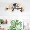 Chehalis ceiling light, globe light 55 cm Amber, clear, 6-light sources