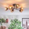 Chehalis ceiling light, globe light 55 cm Amber, clear, 6-light sources