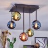 Chehalis ceiling light, globe light blue, green, coppery, 5-light sources