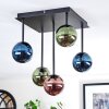 Chehalis ceiling light, globe light blue, green, coppery, 5-light sources