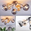 Chehalis ceiling light, globe light 64 cm Amber, clear, Smoke-coloured, 6-light sources