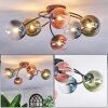 Chehalis ceiling light, globe light 56 cm blue, green, clear, coppery, 6-light sources