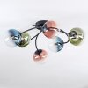 Chehalis ceiling light, globe light 56 cm blue, green, clear, coppery, 6-light sources