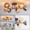 Chehalis ceiling light, globe light 60 cm Amber, clear, Smoke-coloured, 6-light sources