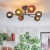 Chehalis ceiling light, globe light blue, green, coppery, 6-light sources