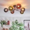 Chehalis ceiling light, globe light blue, green, coppery, 6-light sources