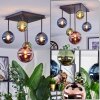 Chehalis ceiling light, globe light blue, green, coppery, 5-light sources