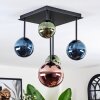 Chehalis ceiling light, globe light blue, green, coppery, 5-light sources