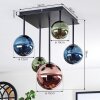Chehalis ceiling light, globe light blue, green, coppery, 5-light sources